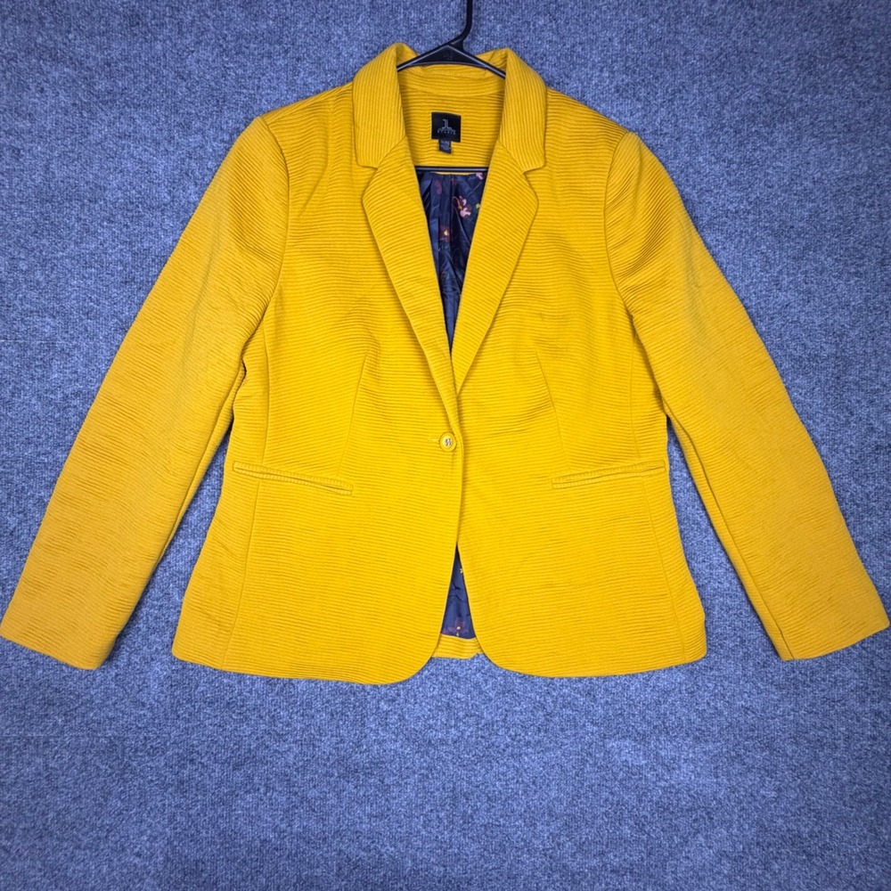 Jules & Leopold Studio Mustard Yellow Ribbed Blazer XL‎ Floral Lining (READ)